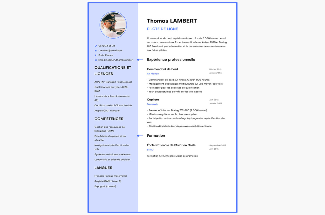 cv pilote de ligne